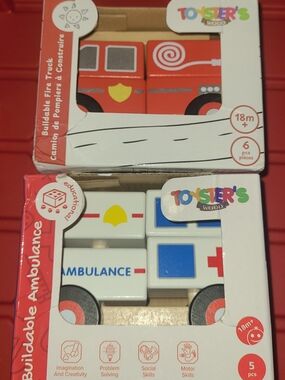 Buildable Kids Firetruck And  Ambulance Toy - White & Blue